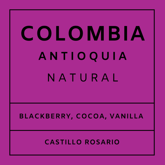 Colombia Antioquia Natural - Light Roast Castillo Rosario, Whole Beans