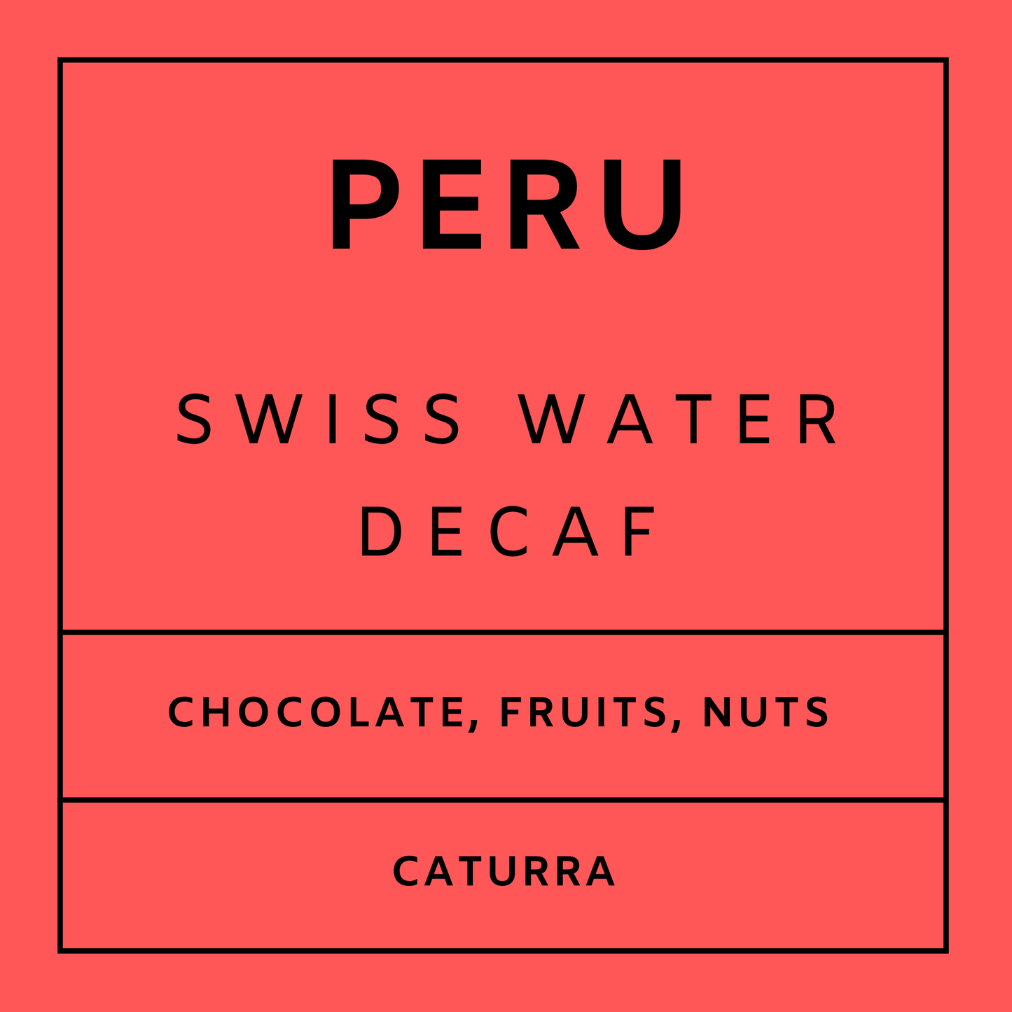 Peru SWP Decaf - Medium Roast Red Caturra, Whole Beans