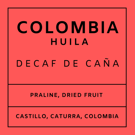 Colombia Huila Decaf - Medium Roast Bourbon, Pink Bourbon, Whole Beans