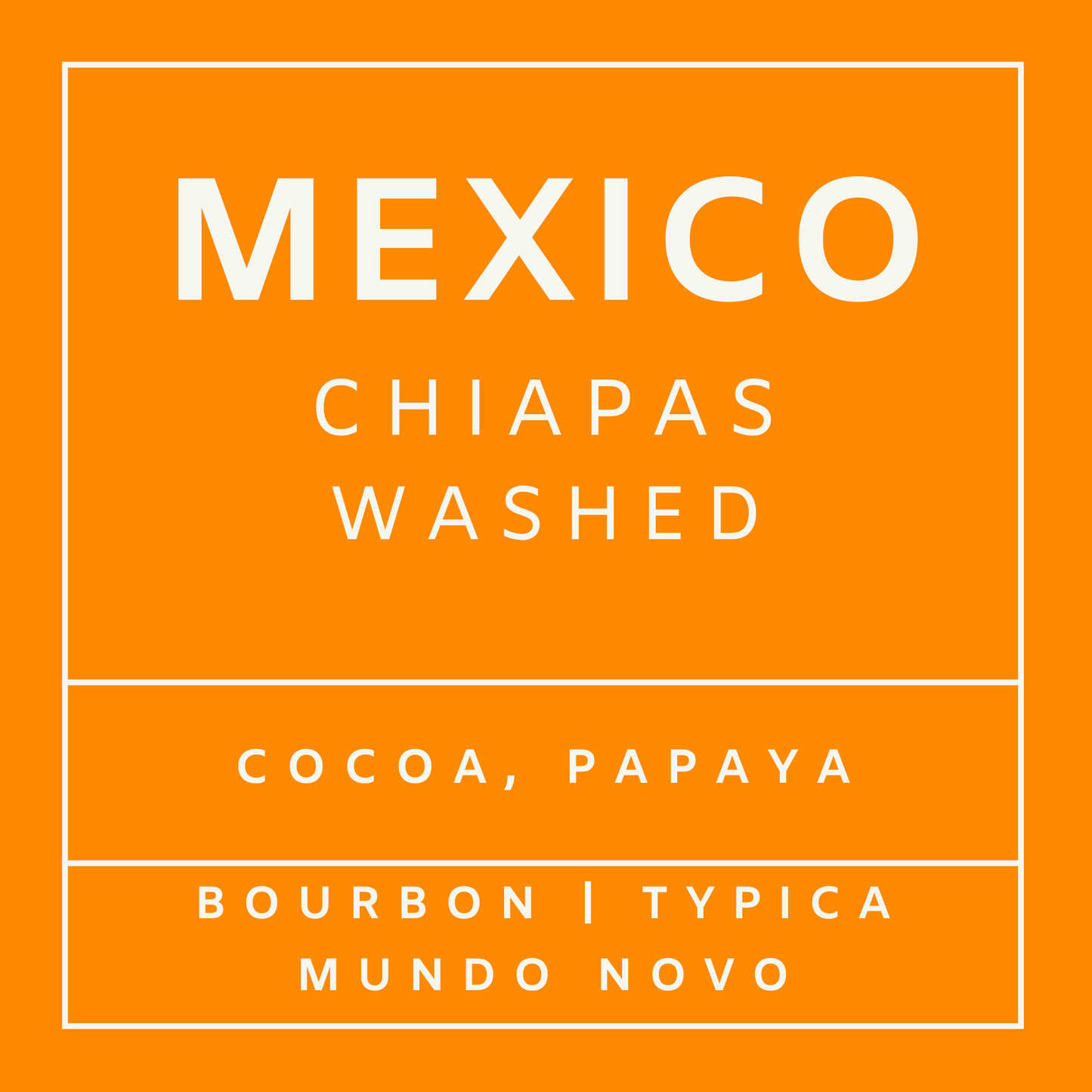 Mexico Chiapas - Medium Roast Bourbon, Typica, Mundo Novo, Whole Beans