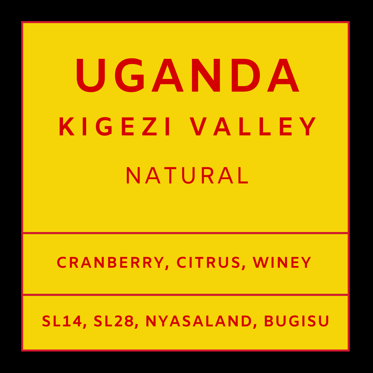 Uganda Kigezi Valley - SL14+, Whole Beans