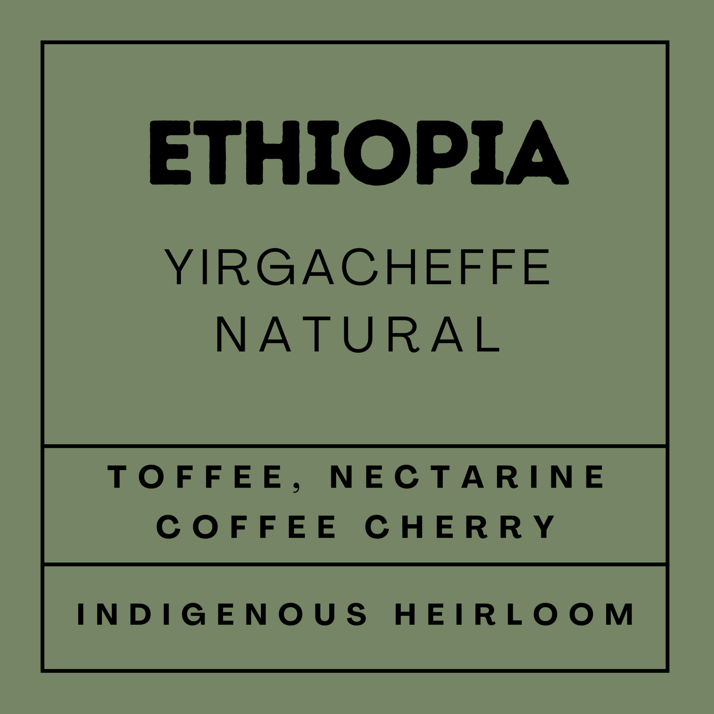 Ethiopia Yirgacheffe- Light Roast Heirloom Varieties, Whole Beans